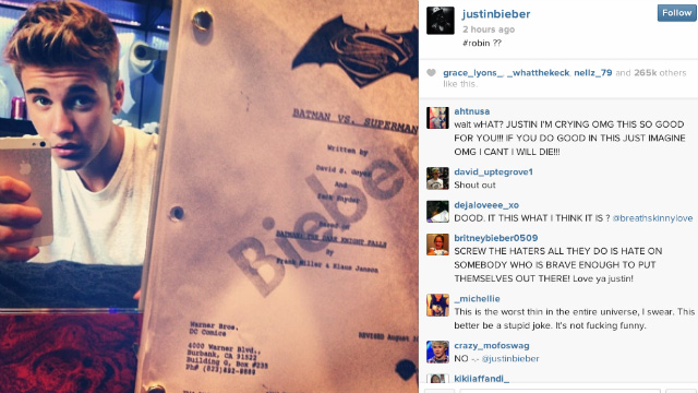 Justin Bieber Robin1 Justin Bieber nos trolea con ser el nuevo Robin