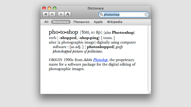 Photoshop Dictionary Adobe está harto de que usen "Photoshop" como un verbo