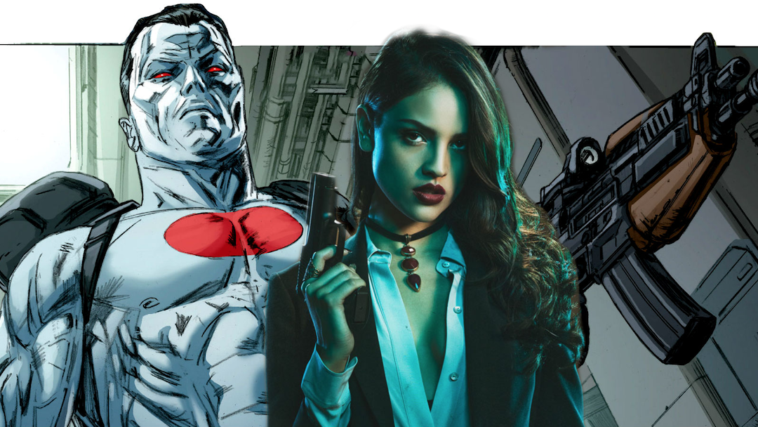 Eiza Gonzalez sobre una imagen del cómic Bloodshot