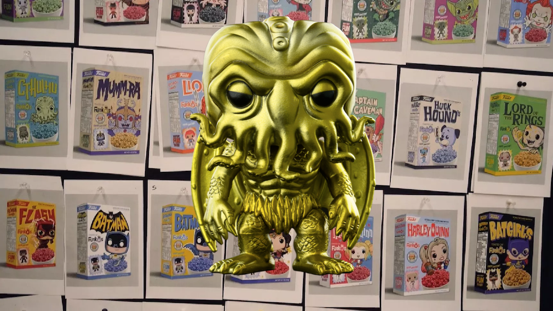 Cthulhu en versión Funko con los cereales de la compañía.