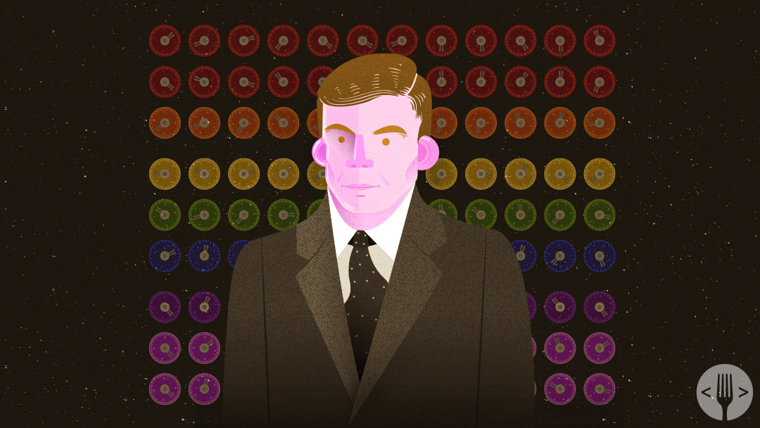 dibujo de Alan Turing y su Maquina Enigma