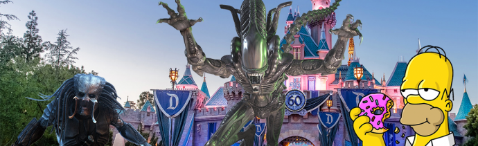 Alien, Depredador, y Homero Simpson en Disneylandia