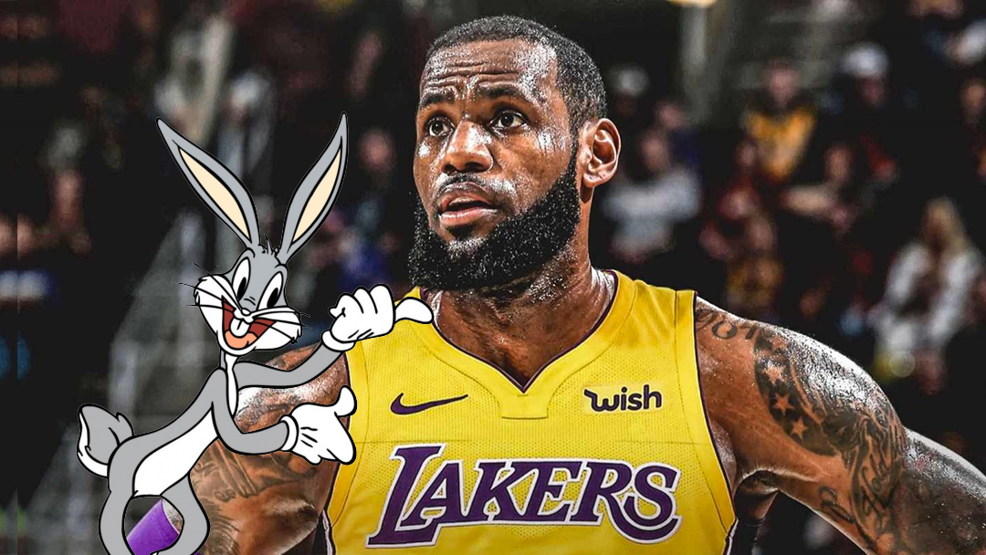 Bugs Bunny con el deportista LeBrom James