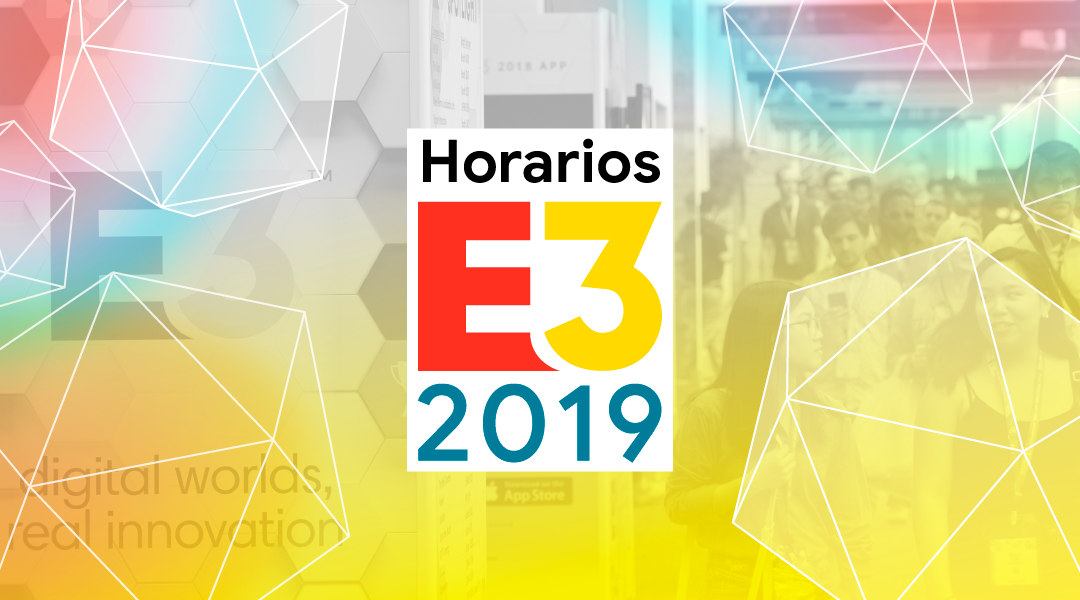Logo del E3 con los horarios del evento