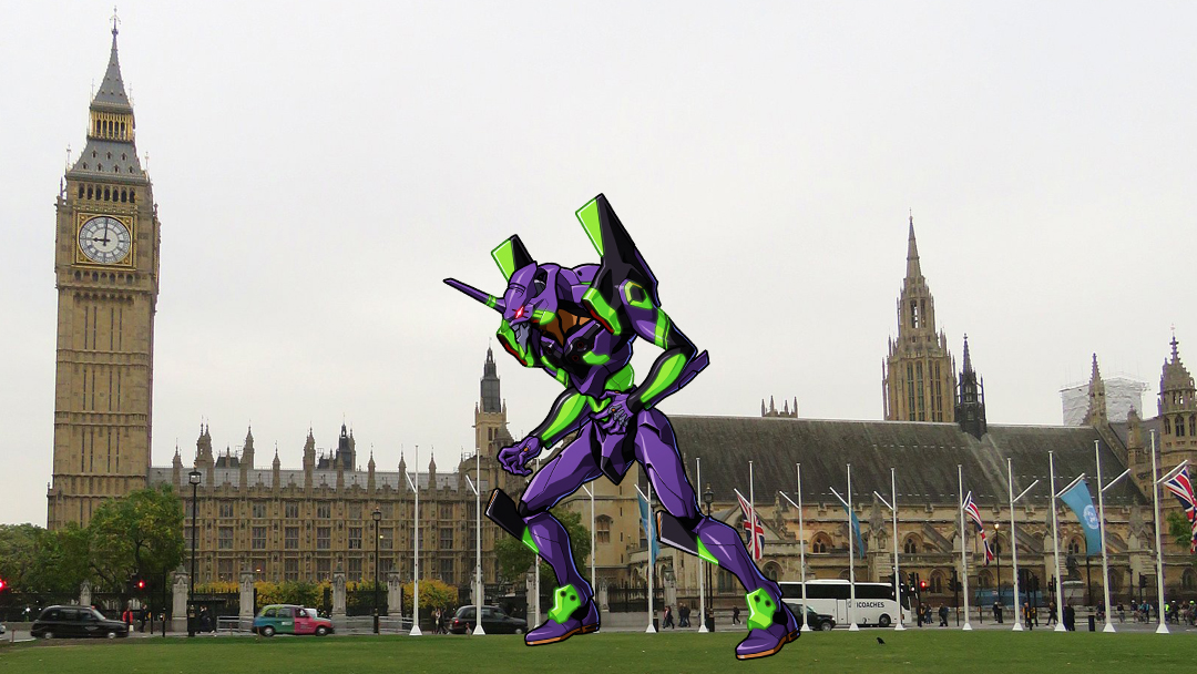 Evangelion, Winston Churchill, Estatua, Inglaterra