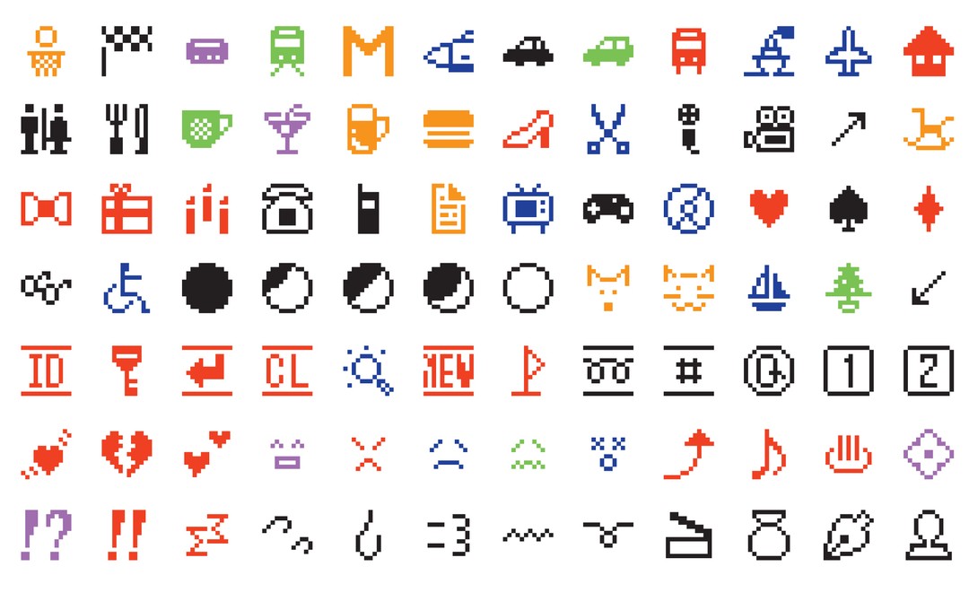Emojis de colores de 1999 creados por Shigetaka Kurita