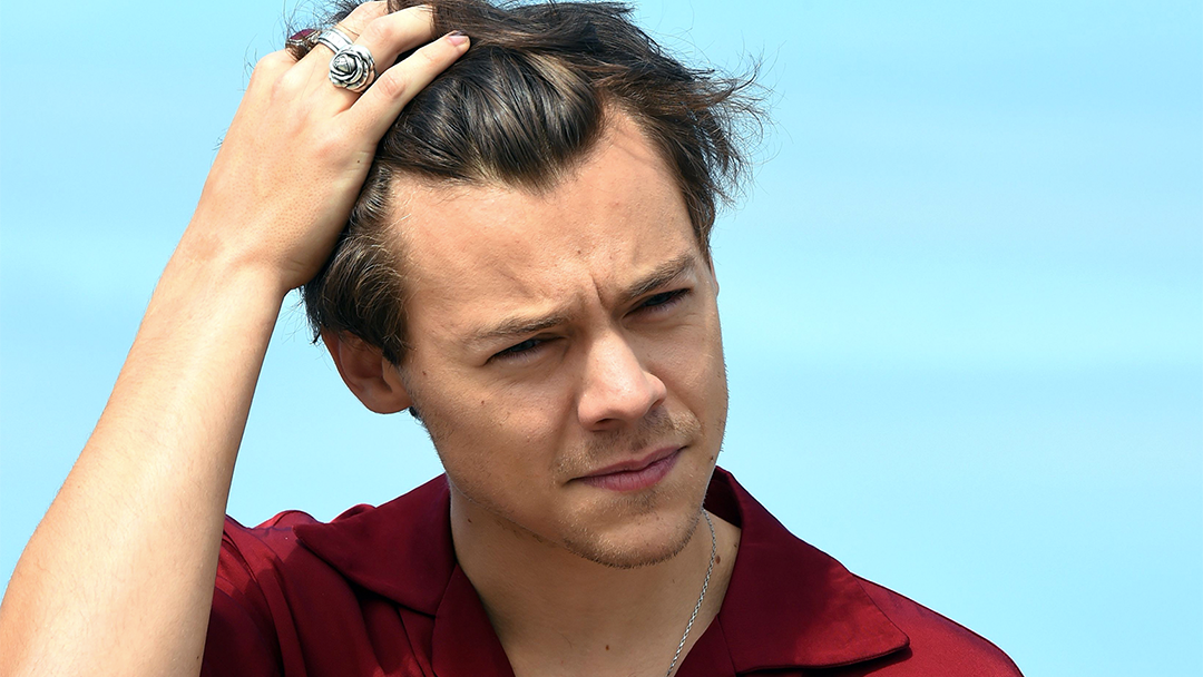 El famoso Harry Styles tocando su pelo