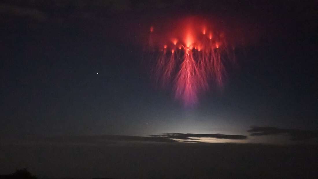 Espectro rojo: el fenómeno que formó "medusas" en el cielo