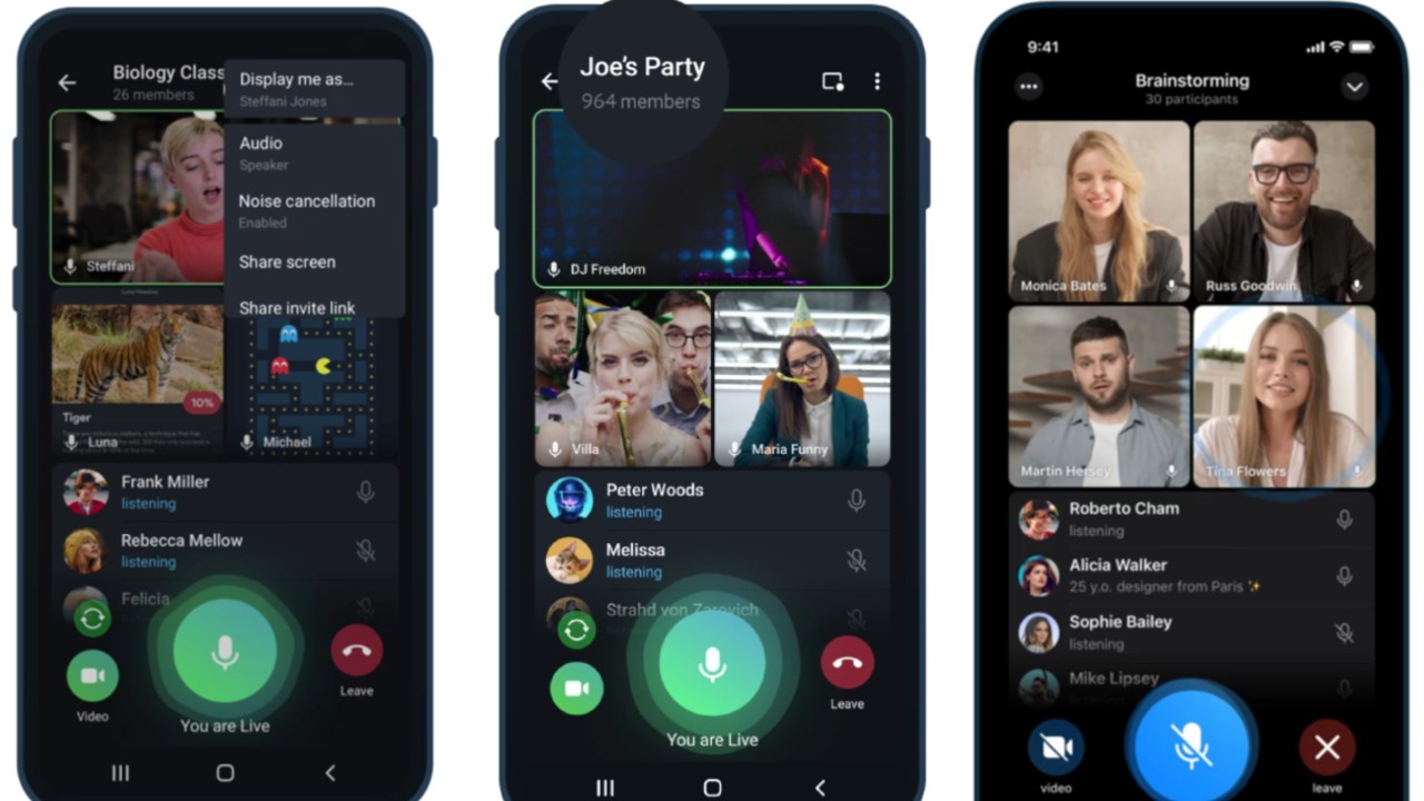 Telegram app llamada streaming compartir actualizacion