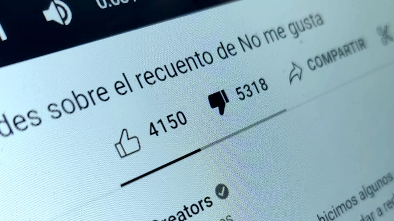 Youtube barra no me gusta