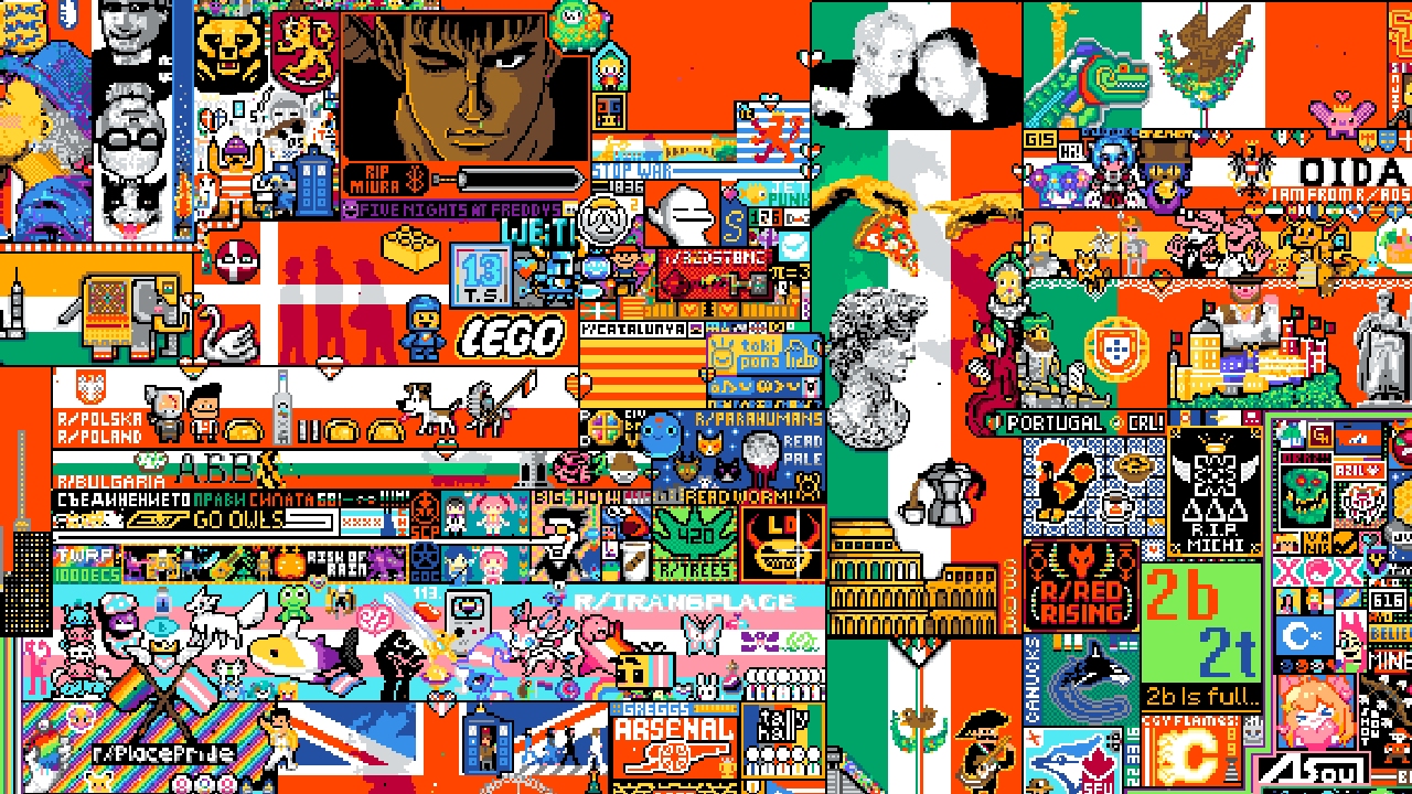 reddit place lienzo pixel pixeles arte digital