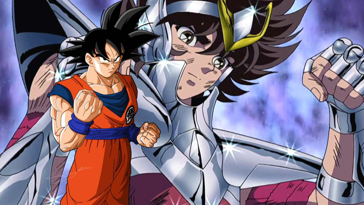 seiya de pegaso goku fanart crossover
